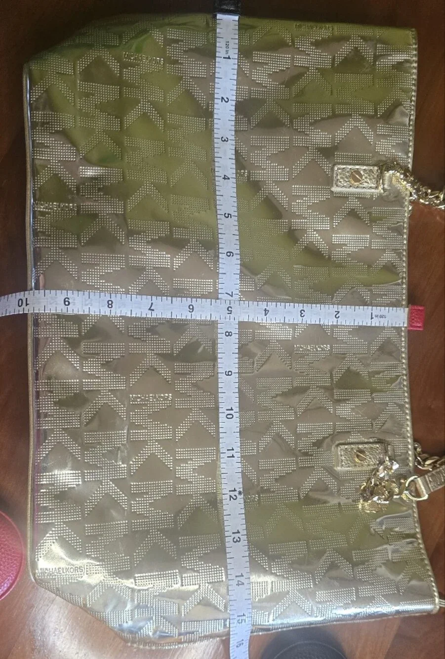 Michael Kors Gold Signature Monogram Logo Tote Metallic Gold